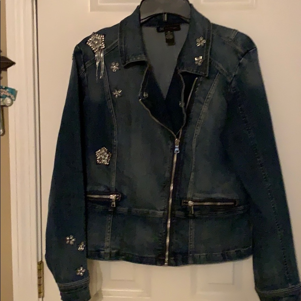 INC Jean jacket with rhinestones